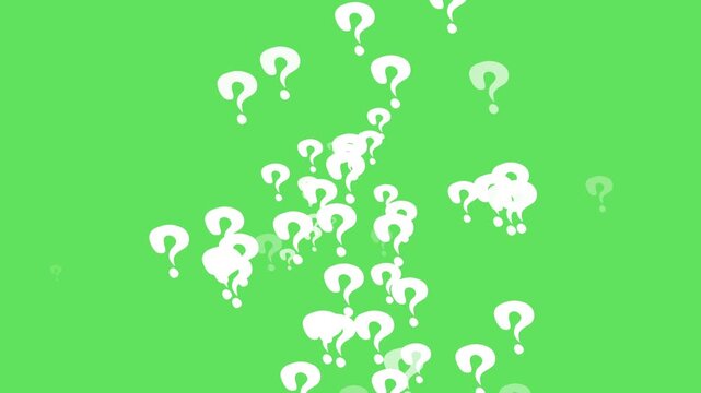 White Question Marks Falling Animation on Green Screen Background (Chroma Key)