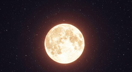 Fototapeta premium Luminous full moon glows amidst a starry night sky with a slight color gradient