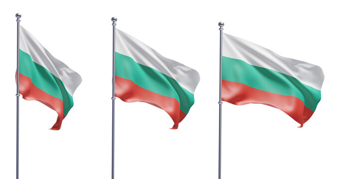 Bulgaria flag on transparent background, PNG transparent, isolated, 3d render flag