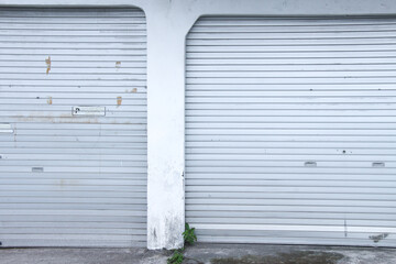 Background of a metal rolling door for housing garage purposes