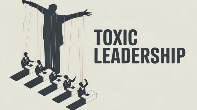 Toxic Leadership: An illustration depicting the concept of toxic leadership, where a controlling figure manipulates subordinates.