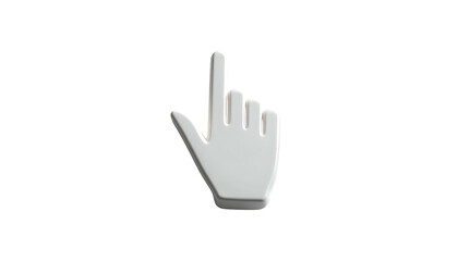 Fototapeta premium A white, 3D hand cursor pointing upwards, isolated against a solid black background