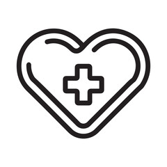 Fototapeta premium Heart Shape with Medical Plus Cross Line Icon Vector Illustration for Cardiology and Healthcare Love