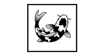 Obraz premium Black and White Koi Fish Illustration