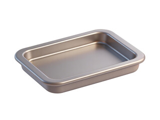 [Transparent Background PNG]Stainless Steel Rectangular Baking Pan on White Background