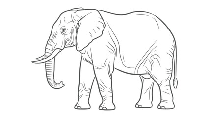 Obraz premium Majestic Elephant: A detailed line drawing of a majestic elephant, showcasing the animal's powerful form and unique features.
