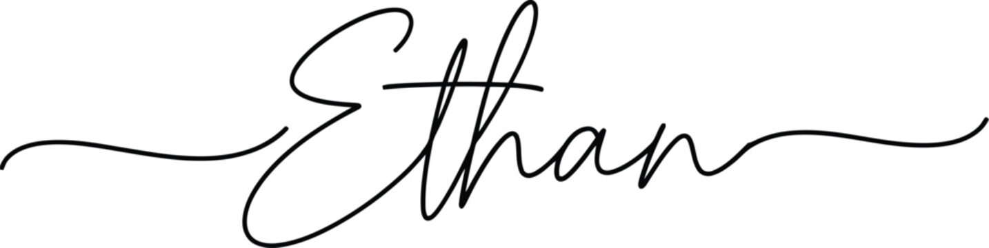 A elegant signature of the name Ethan in black cursive font on a white background