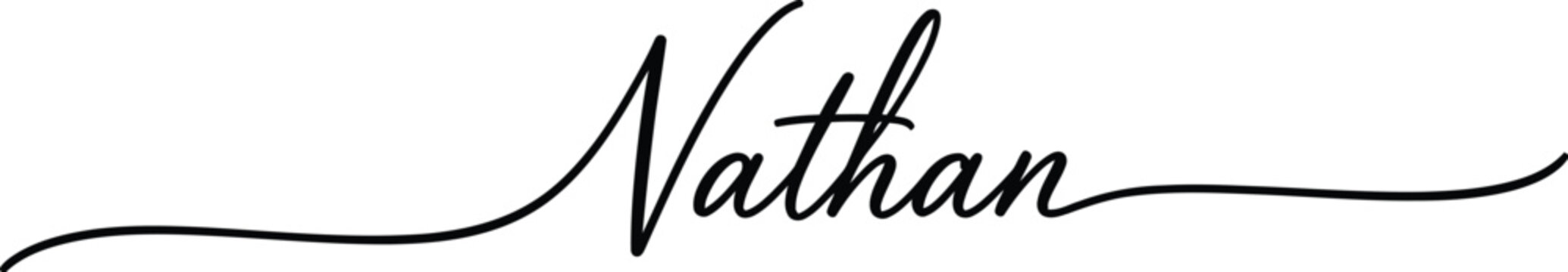 A elegant signature of the name Nathan in black cursive font on a white background