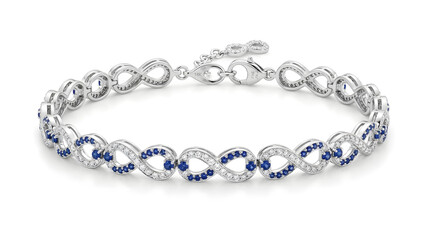 Obraz premium Elegant Infinity Link Bracelet with Blue Sapphires and White Diamonds in Sterling Silver