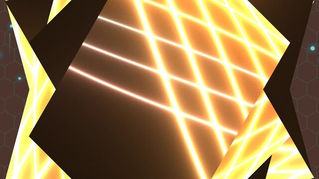 Abstract Yellow Light Geometric Shapes Motion.