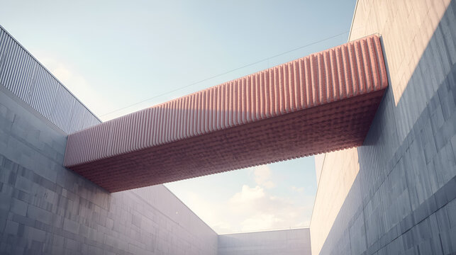 Modern Velour Sky Bridge Between Minimal Buildings