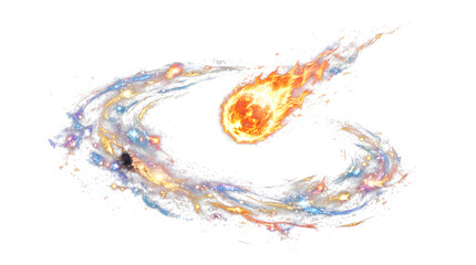 A vibrant and dynamic illustration of a swirling cosmic phenomenon with bright colors and intense energy.