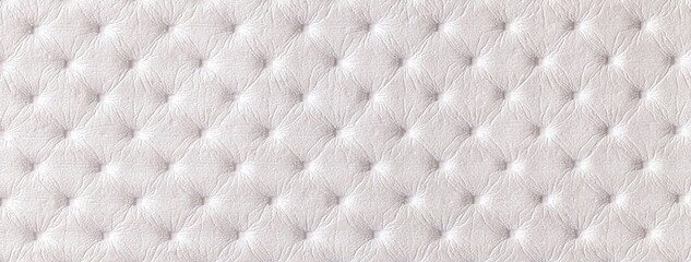 Fototapeta premium White leather texture with capitone pattern, macro background of retro Chesterfield vintage textile fabric