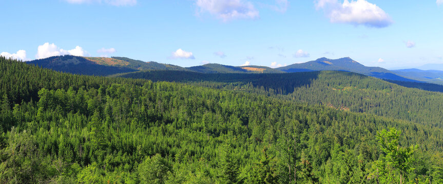 H&uuml;gellandschaft im Bayerischen Wald, Bayern, Deutschland, Panorama