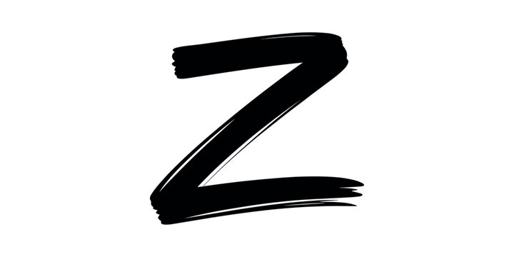 Black brush stroke letter z in white background