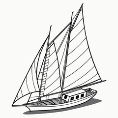 Sailboat with white hull and gray shadow on water sailing vessel © murad
