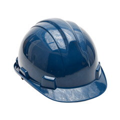 Fototapeta premium Blue hard hat on a white background for safety in construction