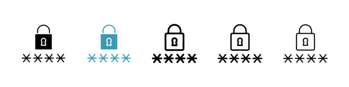 Code lock icons collection in black and blue colors