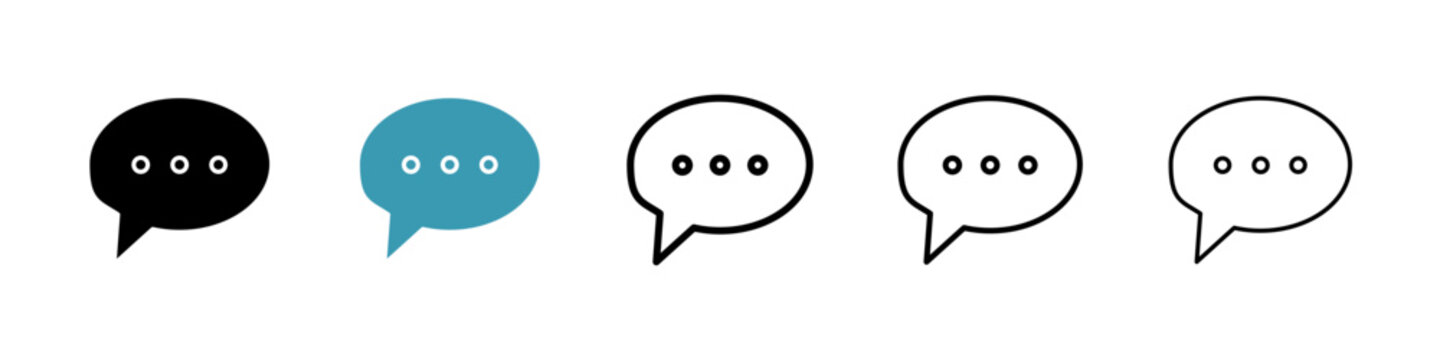 Comment icons collection in black and blue colors