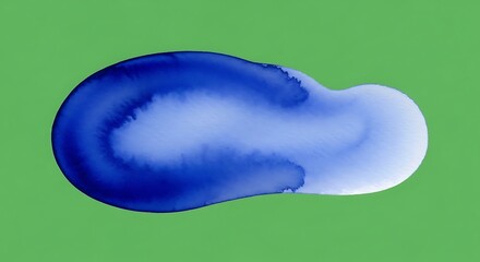 Blue Paint Splash on Green Background.