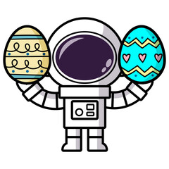 Obraz premium Easter eggs with astronauts, Easter Space Explorer