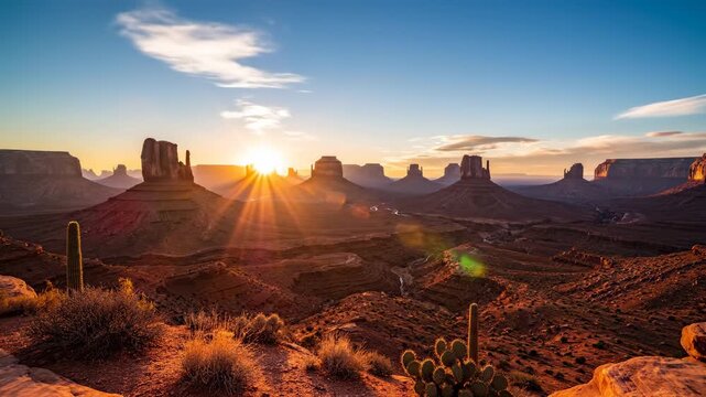 Monument Valley Sunset - A Majestic Desert Landscape.