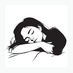 vector image of a woman sleeping