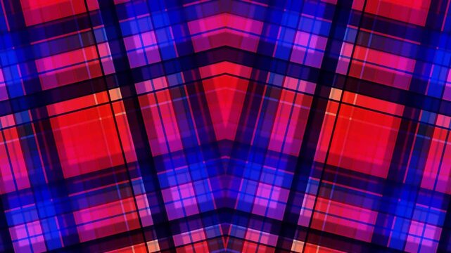 Vibrant Abstract Plaid Pattern - Red Blue Geometric Background Loop