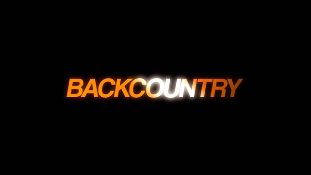 Stylish orange backcountry title animation with smooth motion blur on a dark background. Perfect for adventure, travel, outdoor, and cinematic intro visuals.