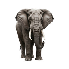 Obraz premium African Elephant with Large Ears and Tusks Standing Front Facing Isolated Keywords: elephant