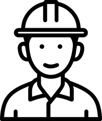 Obraz premium Hand Drawn a man Construction Worker Black and White Avatar Illustration in Minimal Line Art Style Design