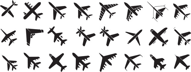 airplane aircraft silhouettes vector design set © AIcon Star