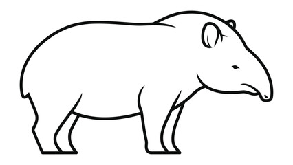 Obraz premium Tapir Silhouette: A simplified line drawing of a tapir, showcasing the distinctive features of the animal in a clean, minimalist style.