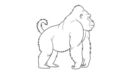 Majestic Silverback Gorilla: An artistic illustration of a powerful silverback gorilla, showcasing its strength and imposing presence. © hafs121