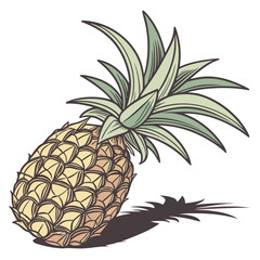 Obraz premium Detailed of a whole pineapple with textured skin and green leaves 1