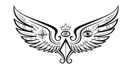 Fototapeta premium Angel wings spiritual nature concept sketch