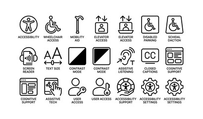 Fototapeta na wymiar Accessibility icons for inclusive design and technology support