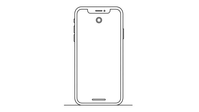 Minimalist line drawing of a smartphone with front camera and speaker grill