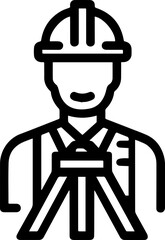 Obraz premium Hand Drawn a man Construction Worker Black and White Avatar Illustration in Minimal Line Art Style Design