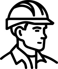 Obraz premium Hand Drawn a man Construction Worker Black and White Avatar Illustration in Minimal Line Art Style Design