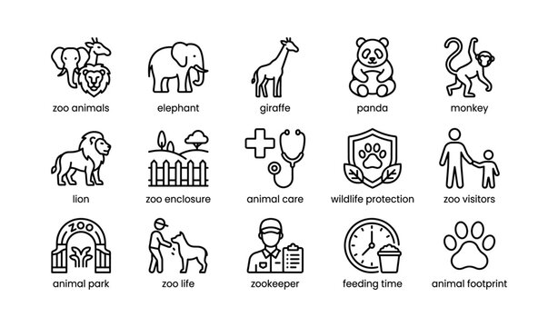 Zoo animals and conservation symbols