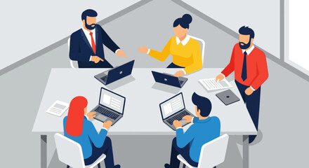 Group of Business Professionals Working Together.