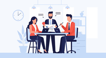 Business Professionals Discussing Project in Meeting Room.