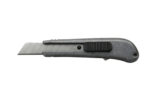 silver utility knife isolated on transparent background