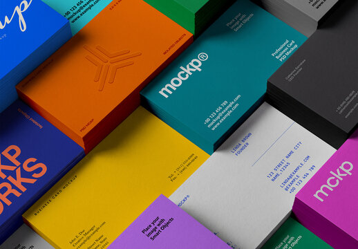 Business Card Mockup - Stacked Top View