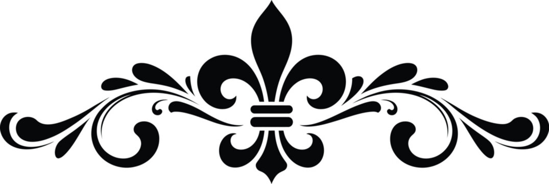 Elegant Fleur de Lis Floral Ornament Vector Divider