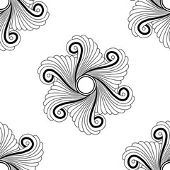 Fototapeta premium Seamless pattern of black and white mandala zentangle. Abstract swirling floral ornament for wallpaper, textile print, and creative background