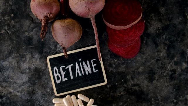 Beets contain betaine on the table. Selective focus.