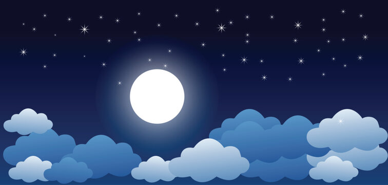  Star, moon, and sky background vector Night Sky Vector Art
