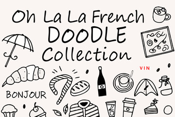 A playful doodle collection featuring french themes and hand drawn elements © Biplab